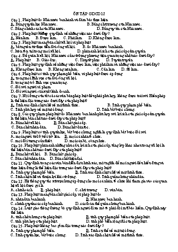 145 Câu hỏi trắc nghiệm ôn tập học kì II môn GDCD Lớp 12 - Năm học 2023-2024