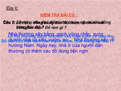Bài giảng Địa lí Lớp 4 - Bài 13: Hoạt động sản xuất của người dân ở đồng bằng Bắc Bộ