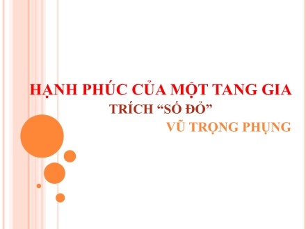 Bài giảng Ngữ văn Lớp 11 - Hạnh phúc của một tang gia
