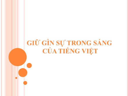 Bài giảng Ngữ văn Lớp 12 - Giữ gìn sự trong sáng của Tiếng Việt