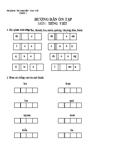 Bài tập ôn tập Covid 19 môn Toán & Tiếng Việt Lớp 1 - Trường Tiểu học Nguyễn Văn Cừ (Lần 7)