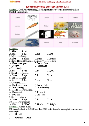 Bộ đề thi IOE Tiếng Anh Lớp 3 - Năm học: 2011-2012