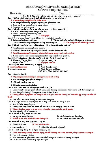 Câu hỏi trắc nghiệm ôn tập học kì II môn Tin học Lớp 6 - Năm 2024 (Có đáp án)