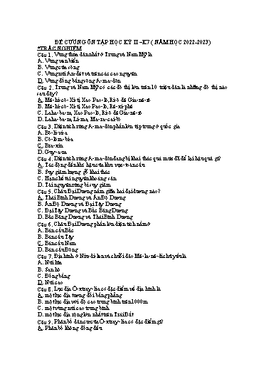 Đề cương ôn tập cuối kì II môn Địa lí Lớp 7 - Năm học 2022-2023 - Ngô Lương Phong (Có đáp án)