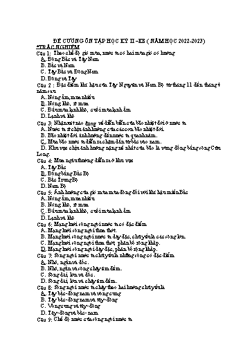 Đề cương ôn tập cuối kì II môn Địa lí Lớp 8 - Năm học 2022-2023 - Ngô Lương Phong (Có đáp án)