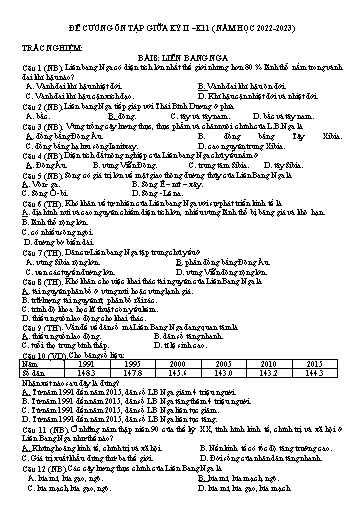 Đề cương ôn tập giữa học kì II môn Địa lí Lớp 11 - Năm học 2022-2023
