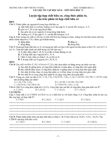 Đề cương ôn tập học kì II môn Hóa học Lớp 11 - Năm học 2021-2022 - Trường THCS&THPT Trương Vương