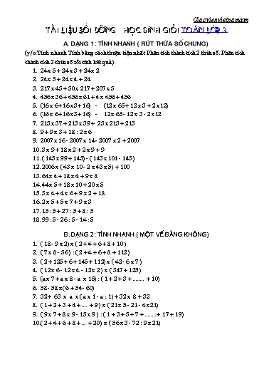 Đề cương ôn tập Học sinh giỏi môn Toán Lớp 3 theo từng Chuyên đề