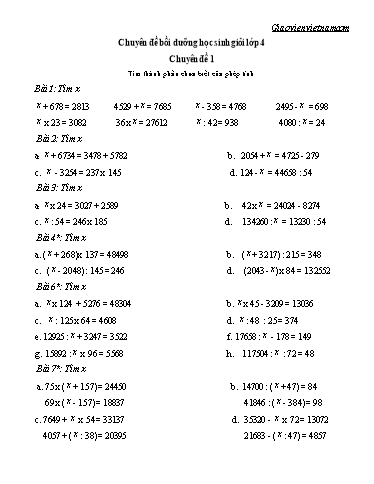 Đề cương ôn tập Học sinh giỏi môn Toán Lớp 4 theo từng Chuyên đề
