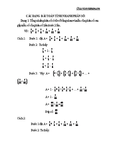 Đề cương ôn tập môn Toán Lớp 4,5 - Chủ đề: Tính nhanh phân số