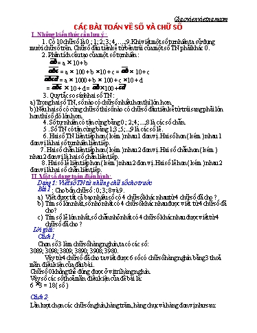 Đề cương ôn tập môn Toán Lớp 5 - Chủ đề: Các bài toán về số và chữ số