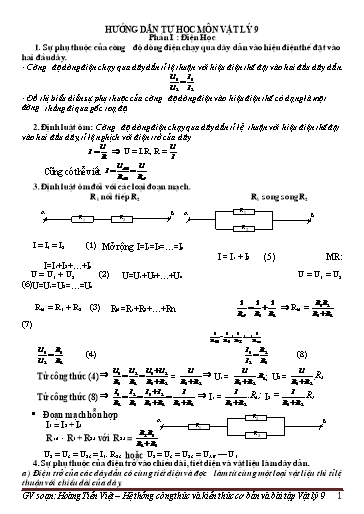 Đề cương ôn tập môn Vật lí Lớp 9 - Chủ đề: Điện học & Điện từ học - Hoàng Tiến Việt