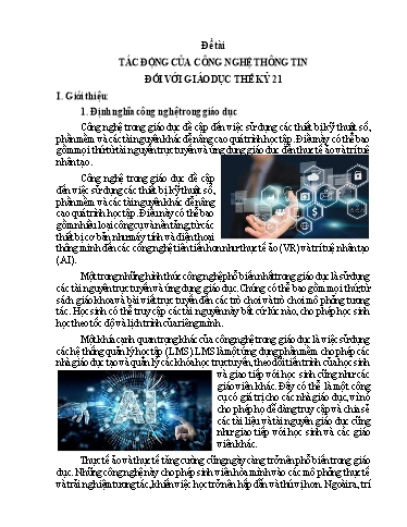 Đề tài Tác động của công nghệ thông tin đối với thế kỷ 21