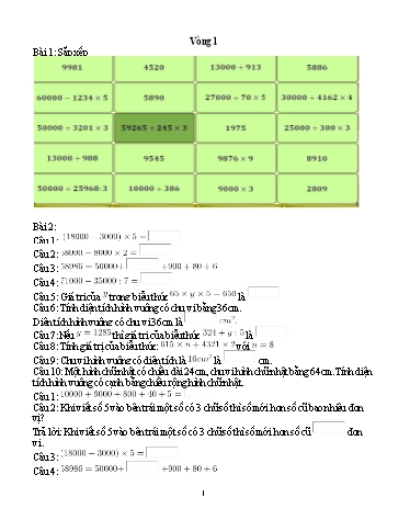 Đề thi Violympic môn Toán Lớp 4 - 19 Vòng