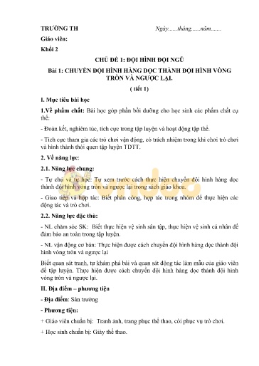 Giáo án Giáo dục thể chất Lớp 2 - Sách Kết nối tri thức với cuộc sống - Chương trình cả năm