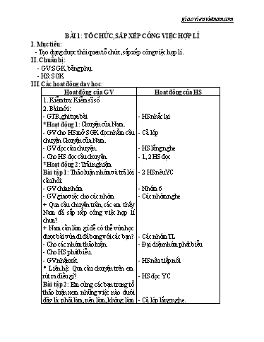 Giáo án Kỹ năng sống Lớp 5 - Chương trình cả năm - Năm 2016