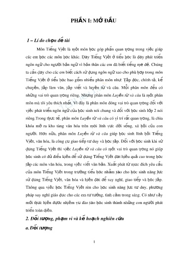 Sáng kiến kinh nghiệm Một số kinh nghiệm dạy và học phân môn Luyện từ và câu ở Lớp 2