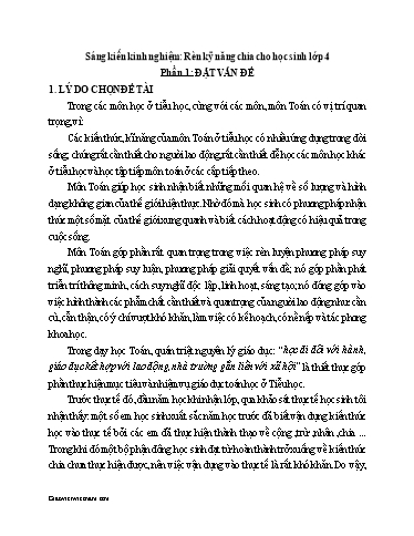 Sáng kiến kinh nghiệm Rèn kỹ năng chia cho học sinh Lớp 4