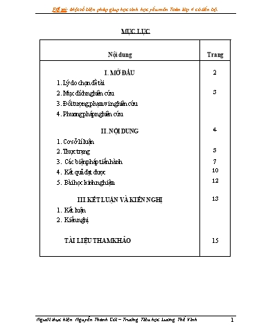 Sáng kiến Một số biến pháp giúp học sinh yếu môn Toán Lớp 4 có tiến bộ