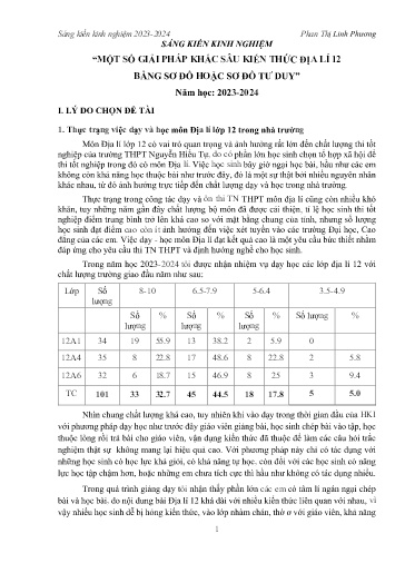 SKKN Một số giải pháp khắc sâu kiến thức Địa lí 12 bằng sơ đồ hoặc sơ đồ tư duy