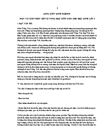 SKKN Một vài biện pháp rèn kĩ năng đọc diễn cảm cho học sinh Lớp 4