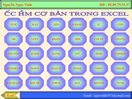 Slide Các hàm cơ bản trong Excel - Nguyễn Ngọc Vinh