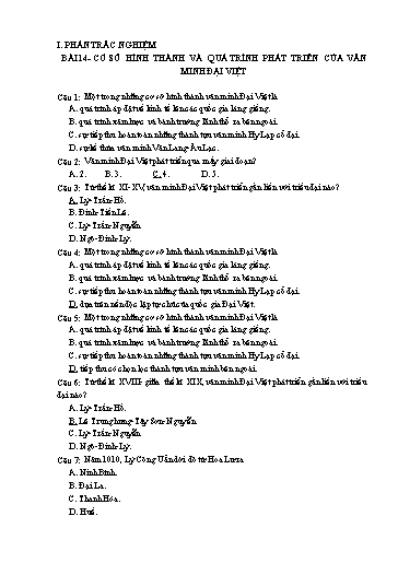 Tài liệu ôn tập cuối học kì II môn Lịch sử Lớp 10 (Có đáp án)