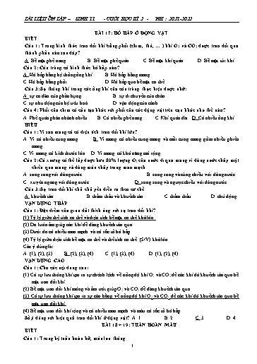 Tài liệu ôn tập cuối học kì II môn Sinh học Lớp 11 - Năm 2021-2022