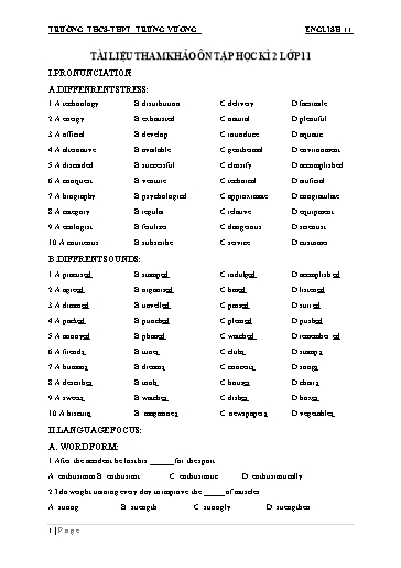 Tài liệu ôn tập cuối học kì II môn Tiếng Anh Lớp 11 - Năm 2023 - Trường THCS&THPT Trưng Vương