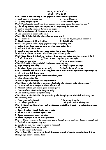 Tài liệu ôn tập cuối kì II môn GDCD Lớp 12 - Năm học 2023-2024 (Có đáp án)