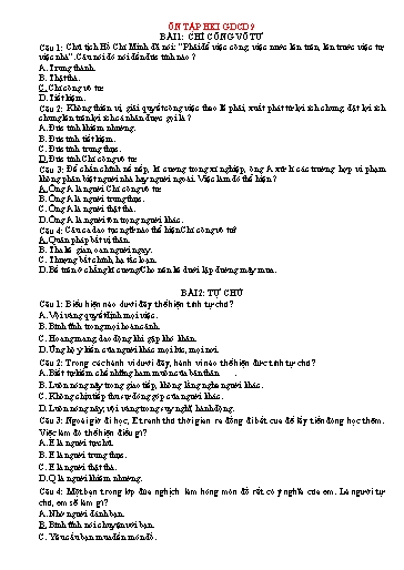 Tài liệu ôn tập học kì I môn GDCD Lớp 9 (Có đáp án)