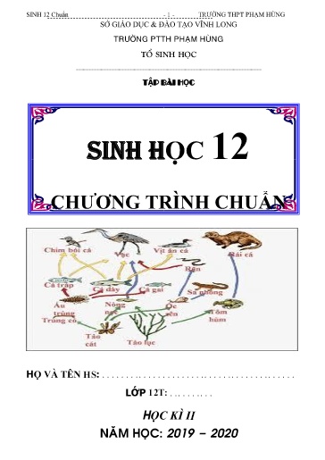 Tài liệu ôn tập học kì II môn Sinh Lớp 12 - Năm học 2019-2020 (Giảm tải) - Phần 2