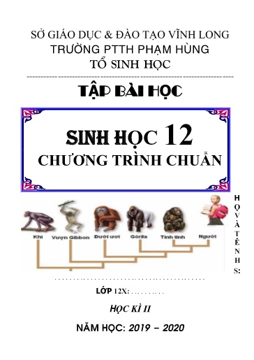 Tài liệu ôn tập học kì II môn Sinh Lớp 12 - Năm học 2019-2020 (Giảm tải) - Phần 1