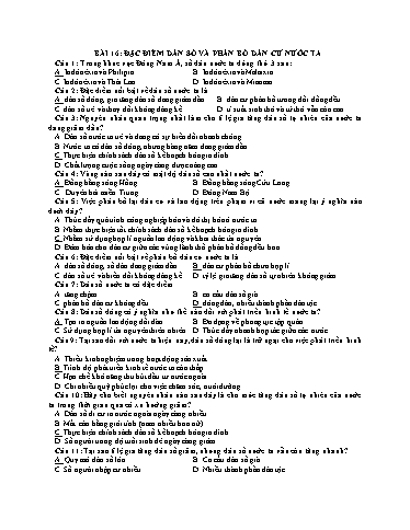 Tài liệu ôn tập kiểm tra giữa học kì II môn Địa lí Lớp 12 (Có đáp án)