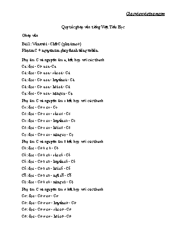 Tài liệu ôn tập môn Tiếng Việt - Quy tắc ghép vần trong Tiếng Việt Tiểu học