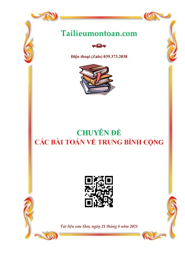 Tài liệu ôn tập Toán Lớp 4 (Có đáp án) - Chủ đề: Các bài toán về trung bình cộng