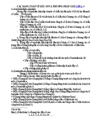 Tài liệu ôn tập Toán Lớp 4, Lớp 5 - Dạng Toán về dãy số và phương pháp giải
