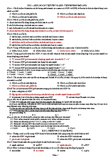 Tài liệu ôn thi học kì I môn Sinh học Lớp 12 - Năm học 2023-2024 (Có đáp án)