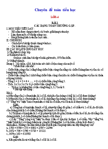 Tài liệu tổng hợp các Chuyên đề môn Toán Lớp 4 và Lớp 5