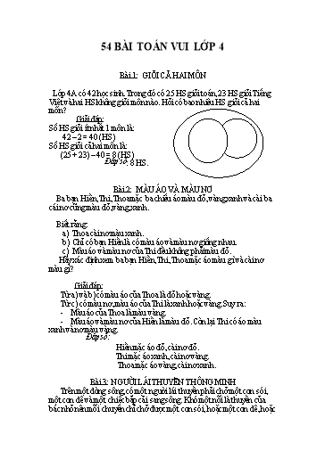Tổng hợp các bài Toán vui Lớp 4 (Có đáp án)
