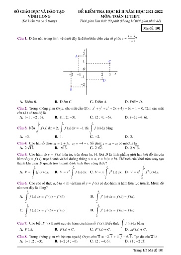 Tổng hợp đề kiểm tra học kì II môn Toán Lớp 12 - Năm học 2022-2023 - SGD&ĐT Vĩnh Long